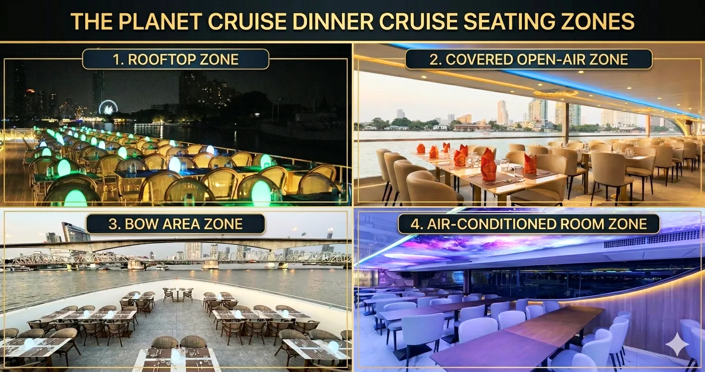 Seating zone with the planet dinner cruise in Bangkok 10.4.26